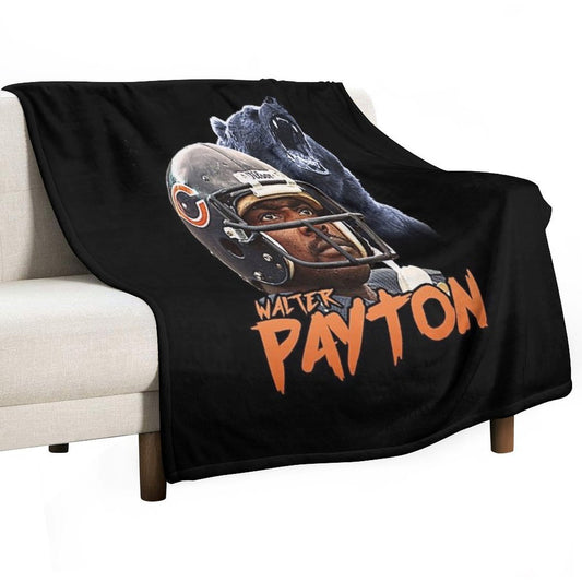 Walter Payton Vintage Chicago Bears Fan Design T-Shirt Throw Blanket