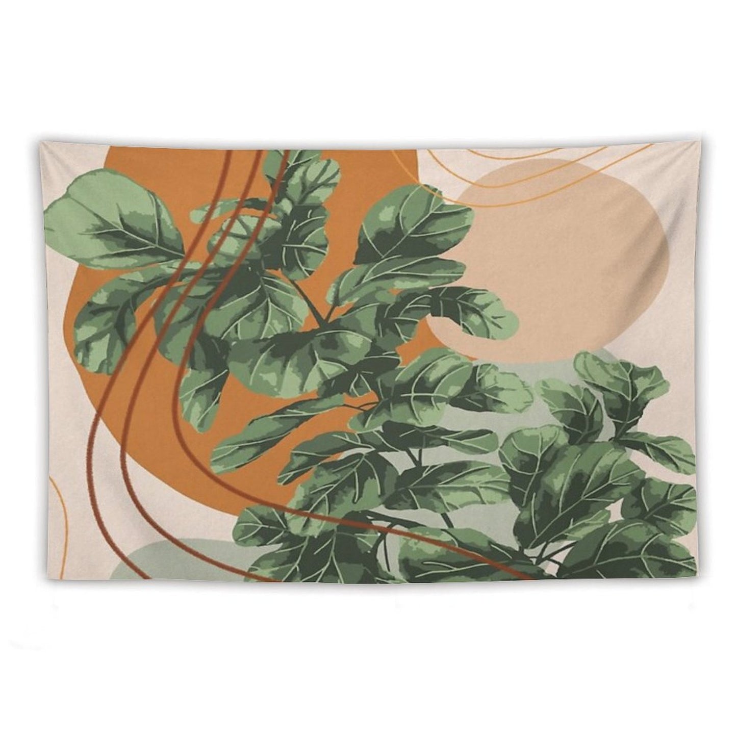 Mid Century Modern, Abstract Plant Illustration, Fiddle Leaf Fig Art Tapestry