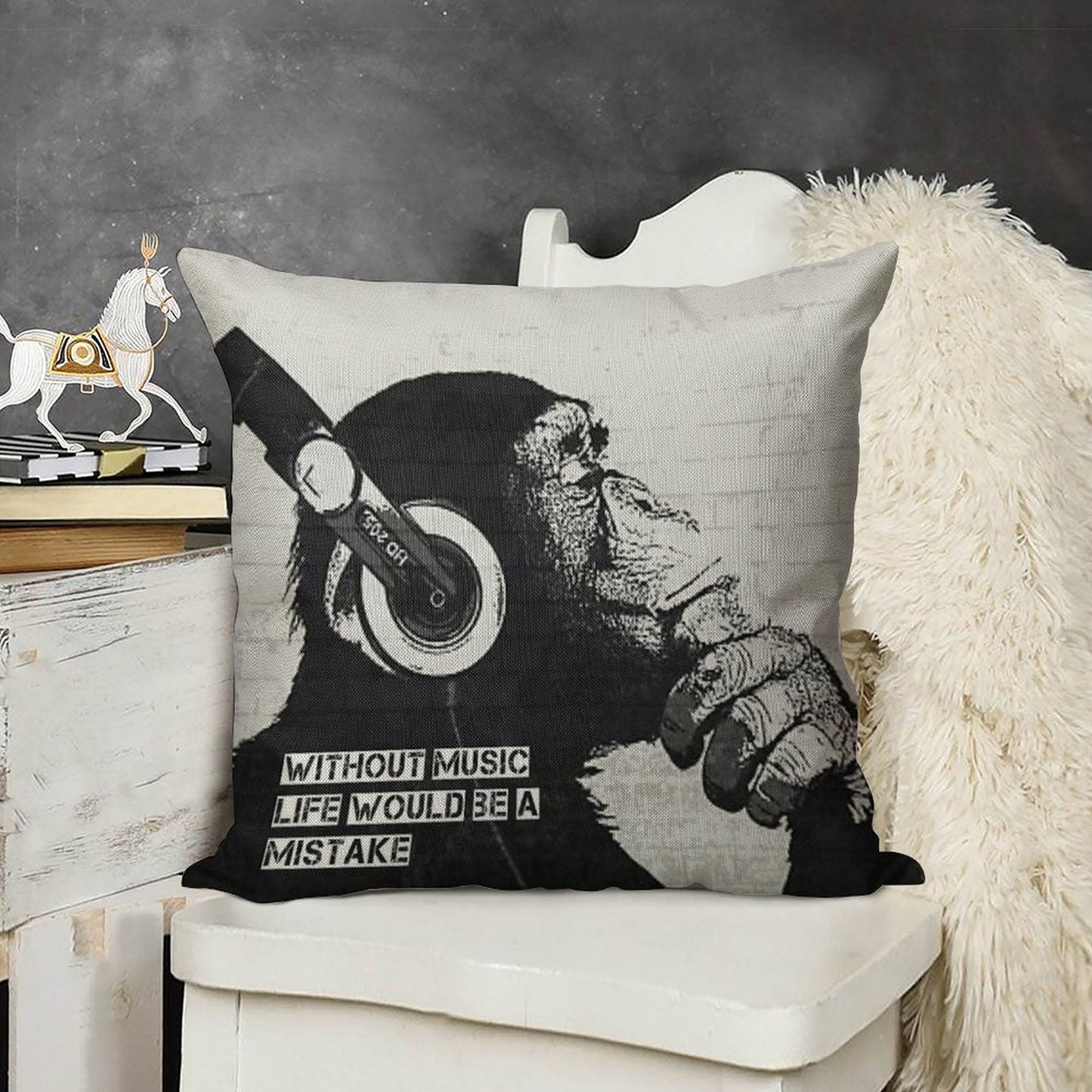 Without Music Life Would Be A Mistake Linen Throw Pillow Cover