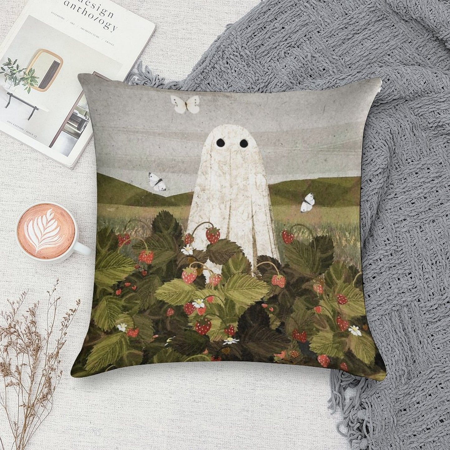 Strawberry Fields Soft Luxury Feel Throw Pillow