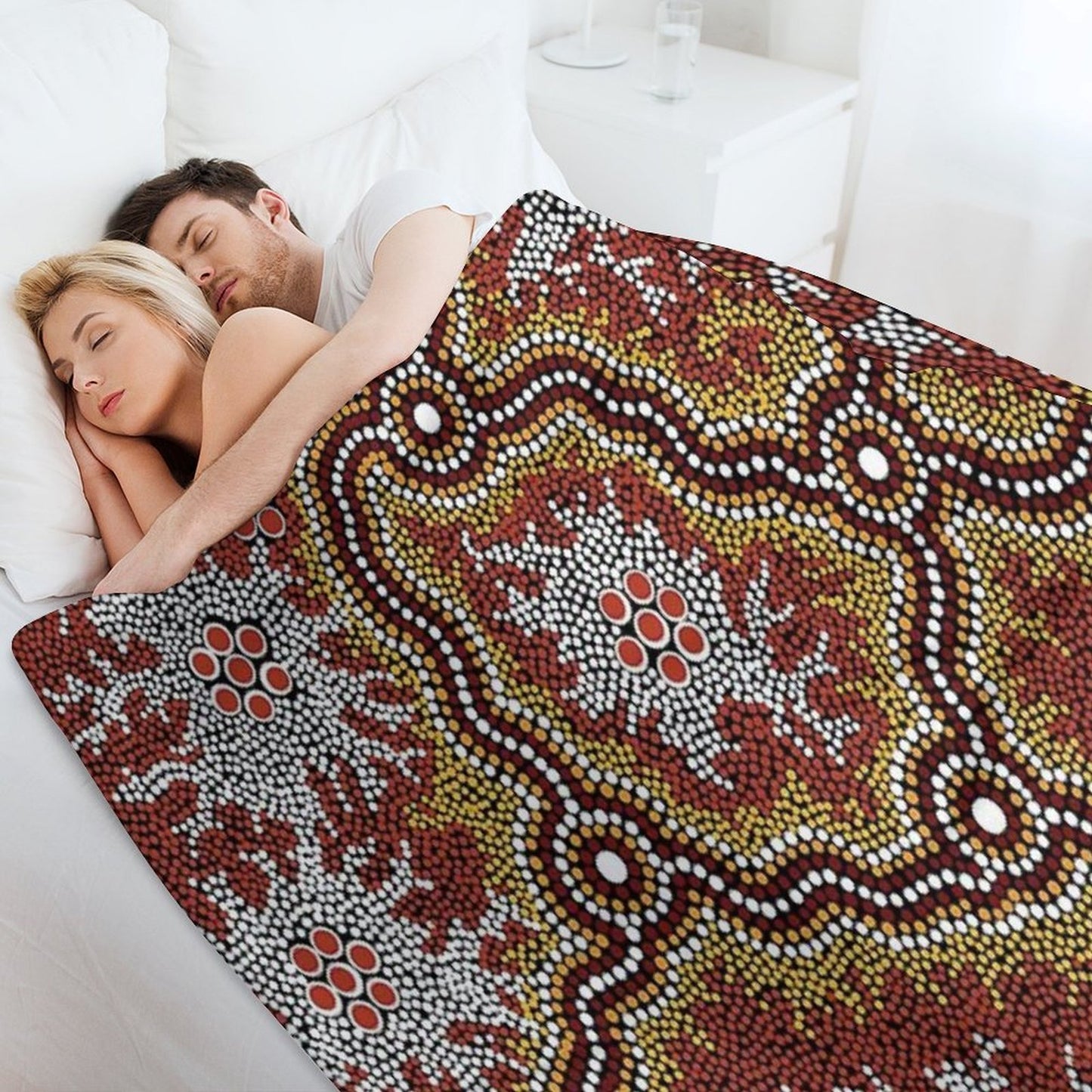 Authentic Aboriginal Art -  Mountains Throw Blanket