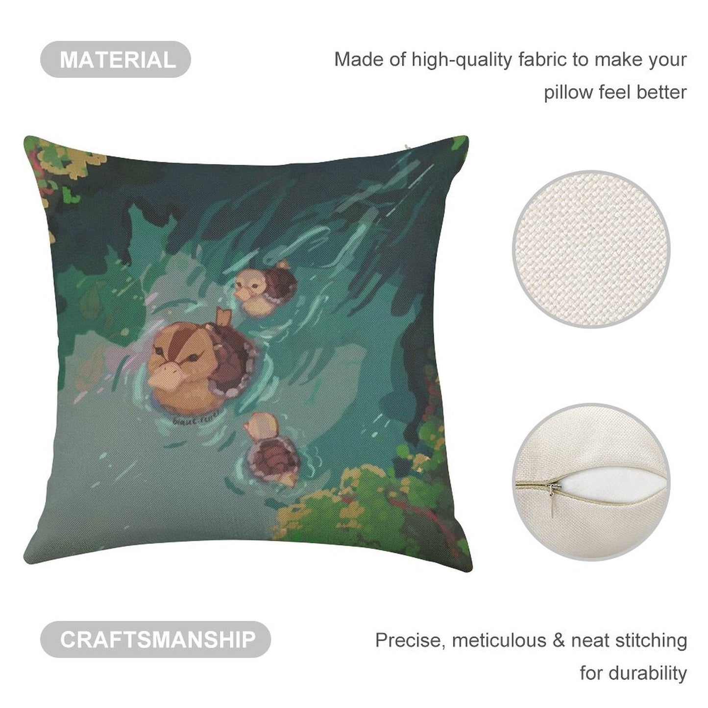 Turtle Duck Pond Avatar The Last Airbender Linen Throw Pillow Cover