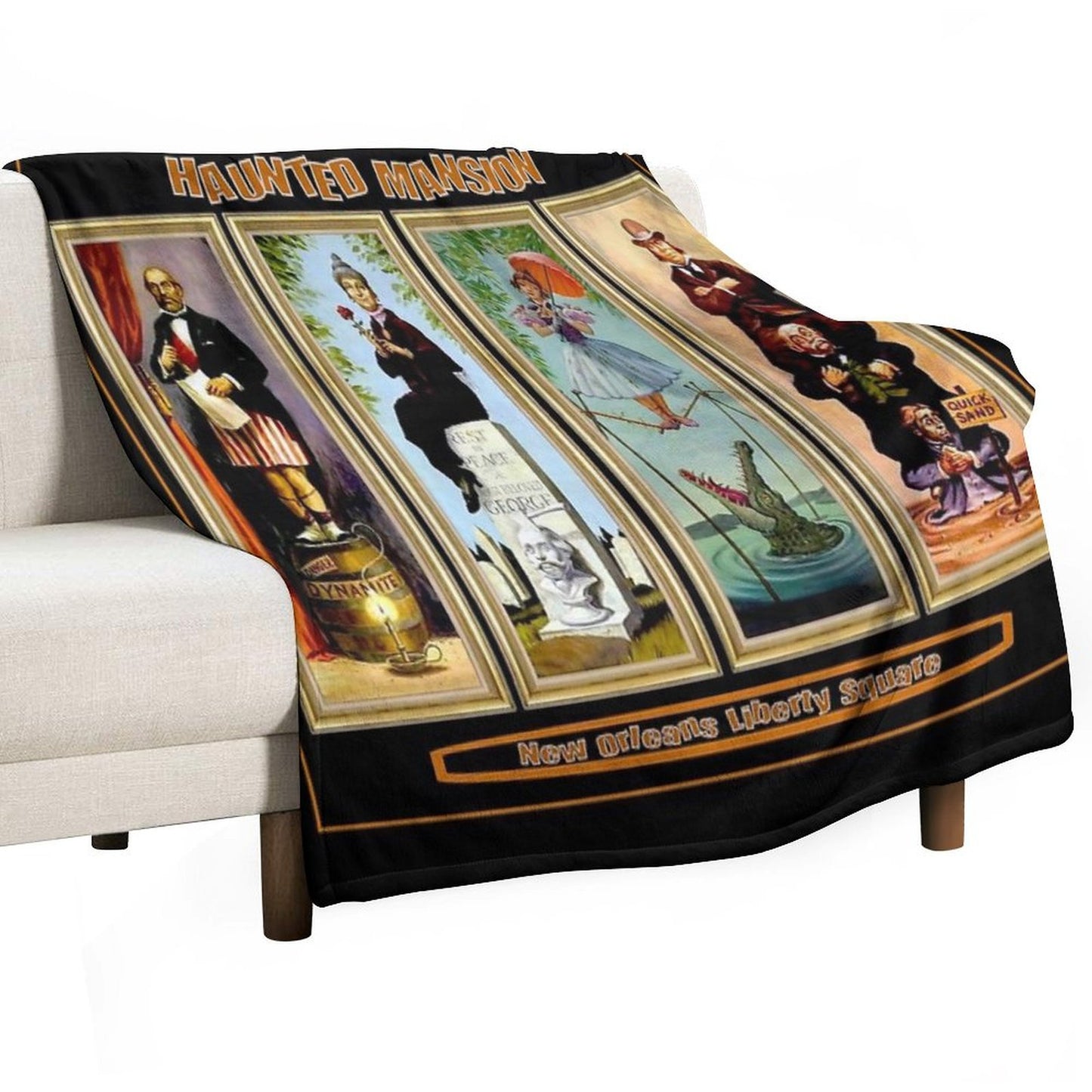 HAUNTED MANSION Vintage New Orleans Liberty Square Prints. Throw Blanket