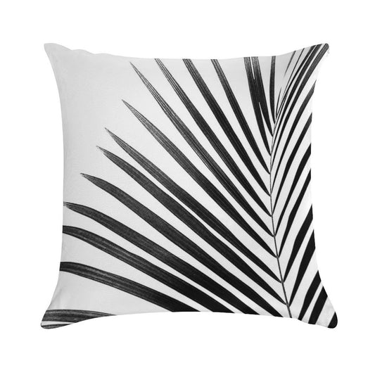 PALM LEAF Black & White Soft Home Decor Throw Pillow