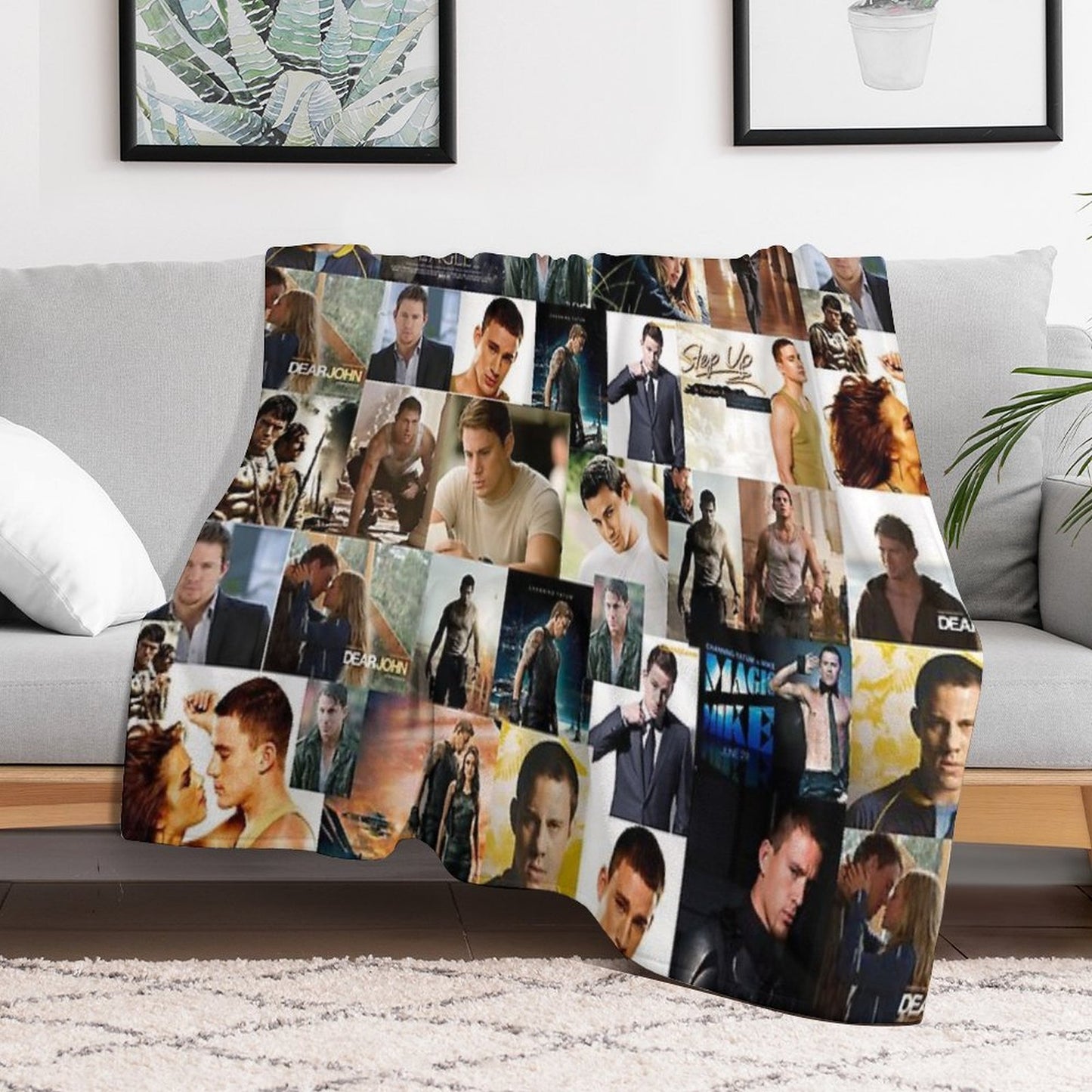 Channing Tatum Seamless Squarish Photo Collage Throw Blanket