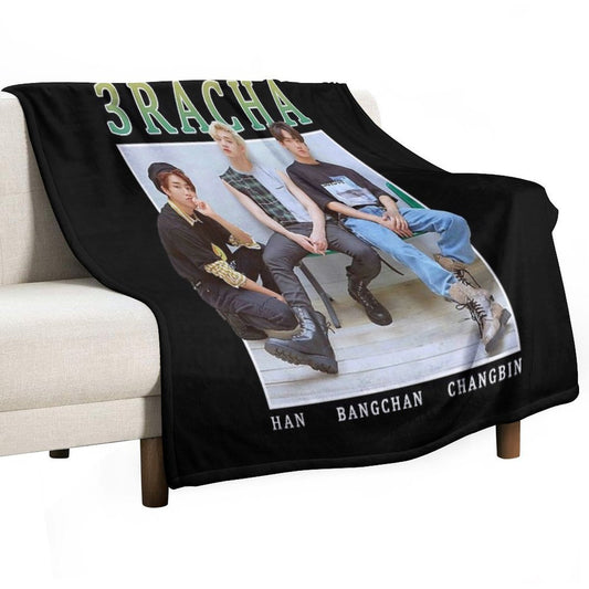 3RACHA Stray Kids Vintage Retro Band Style 90s Throw Blanket