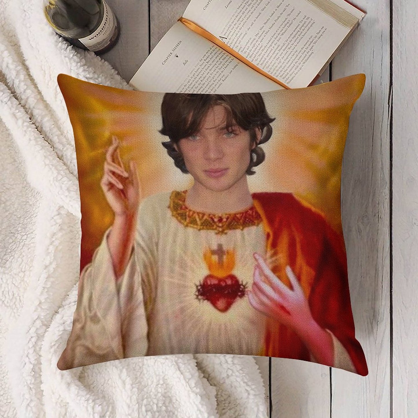 Holy Cillian Murphy Linen Throw Pillow Cover