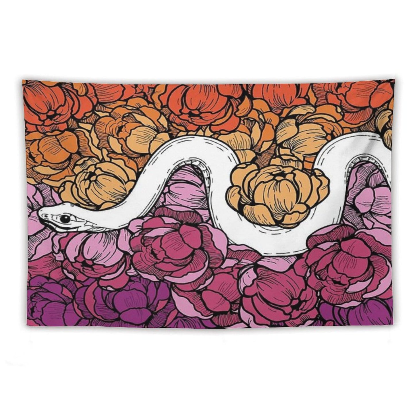 Floral Snake Lesbian Pride Colors Tapestry