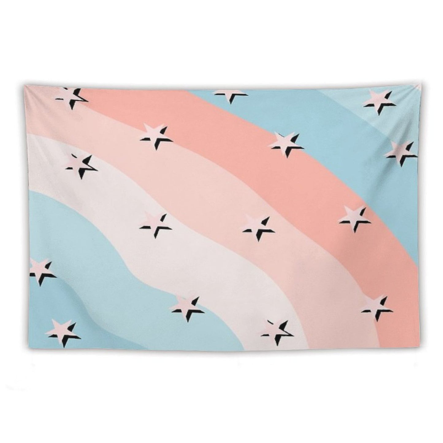 Cotton Candy Stars Striped Pattern Tapestry