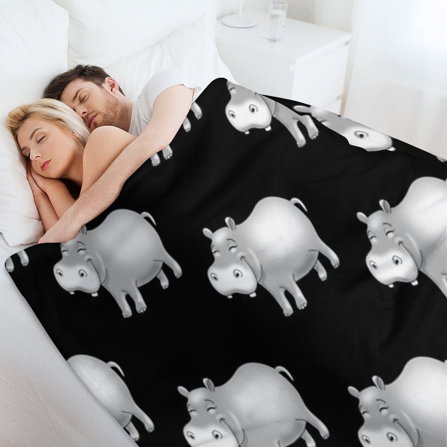 Hippo Cute Hippopotamus Throw Blanket