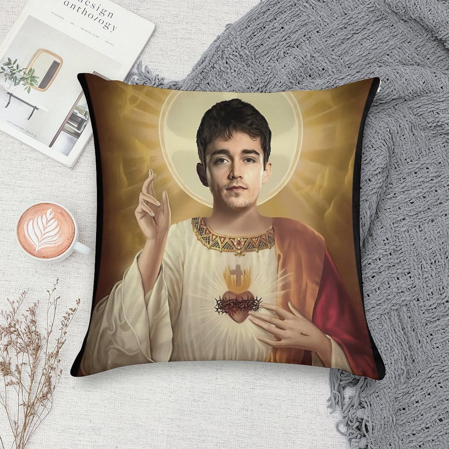Charles Leclerc Jesus F1 Soft Bedroom Essential Throw Pillow