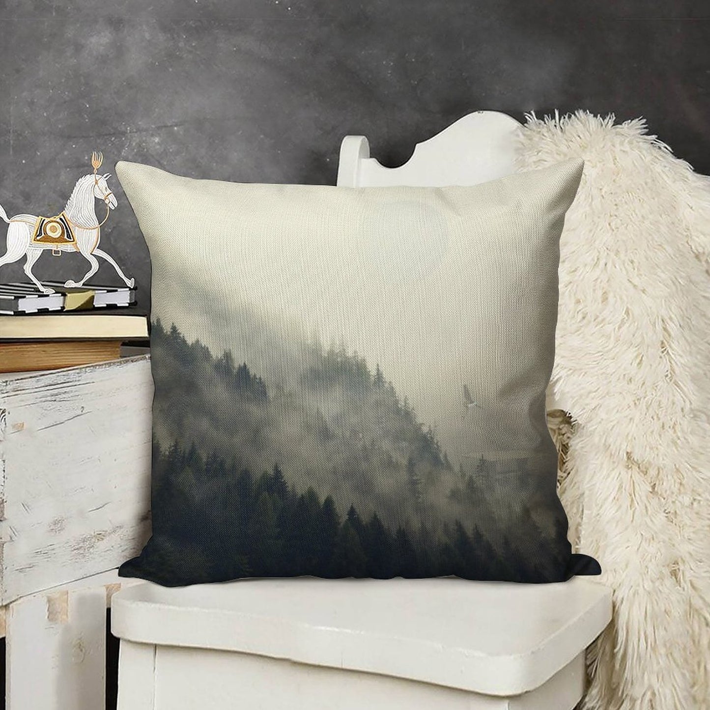 Forest Moon Linen Throw Pillow Cover