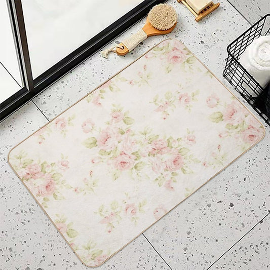 Flowers Fade-Resistant Bath Mat