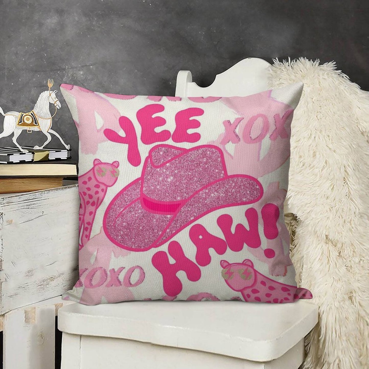 YEEHAW! Linen Throw Pillow Cover