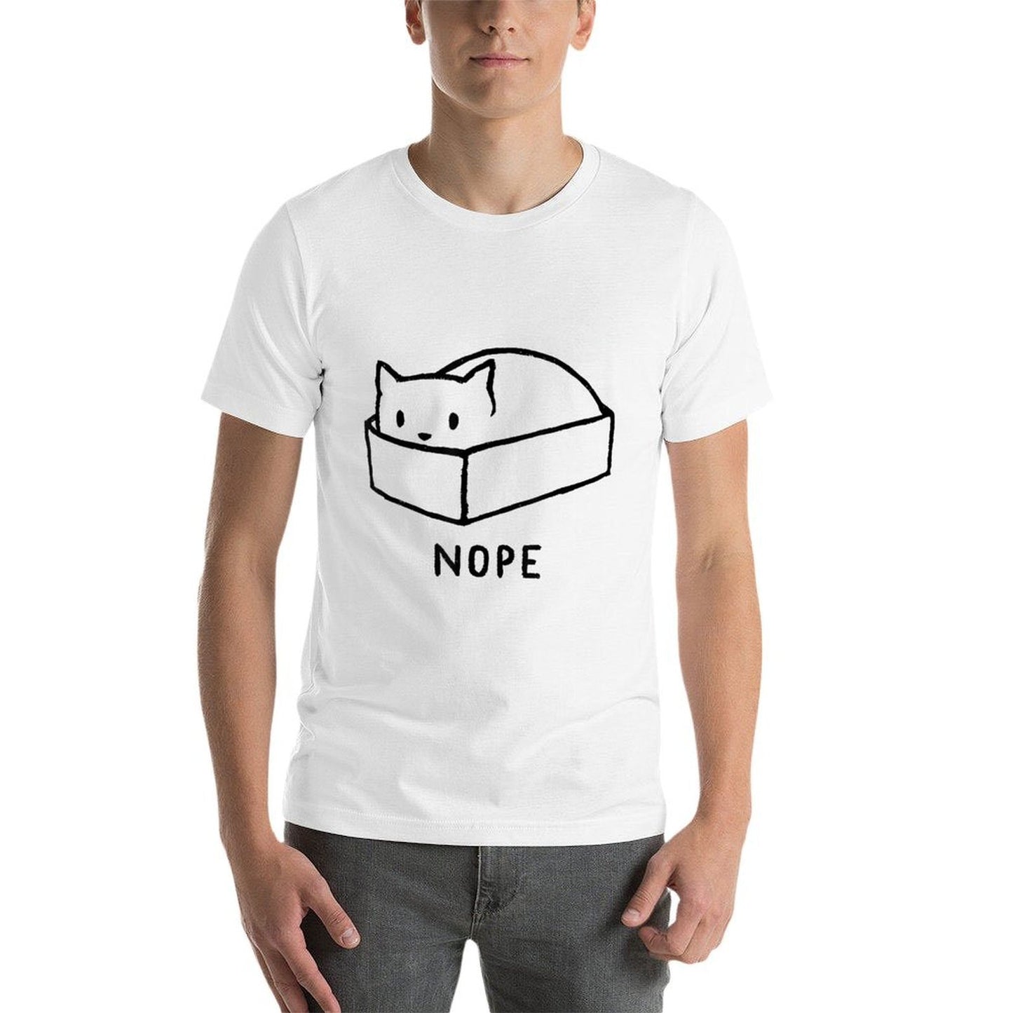 Nope Box Cat Funny For Men Women Fade-proof Color T-Shirt