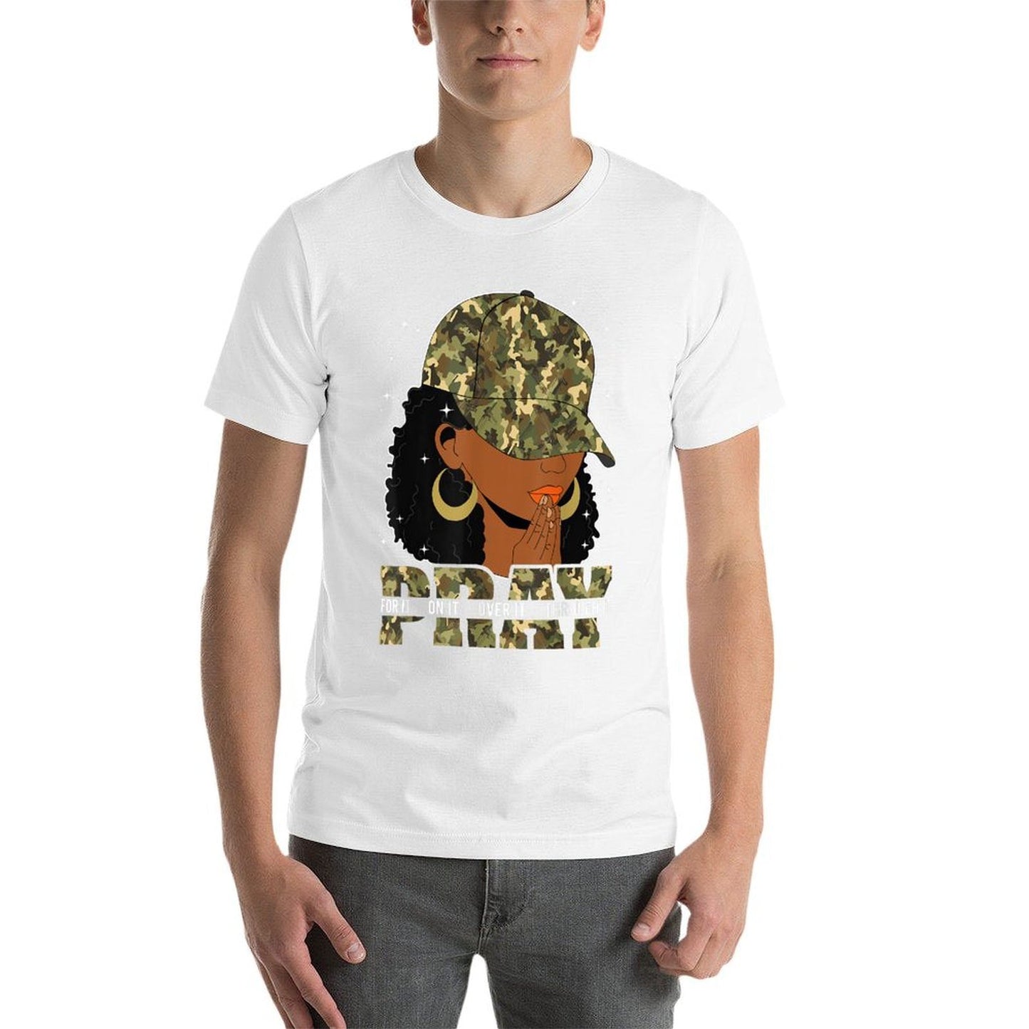 Pray On It Pray Over It Black Woman Afro Christian Sayings Quick-drying T-Shirt
