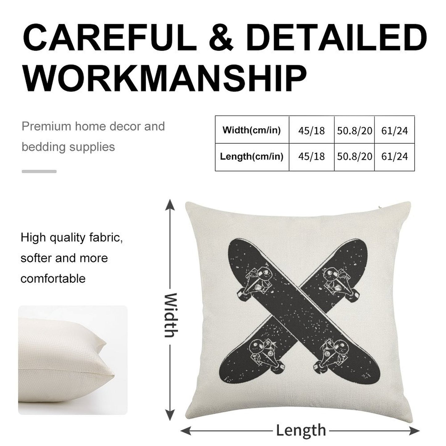 Skateboard X Linen Throw Pillow Cover