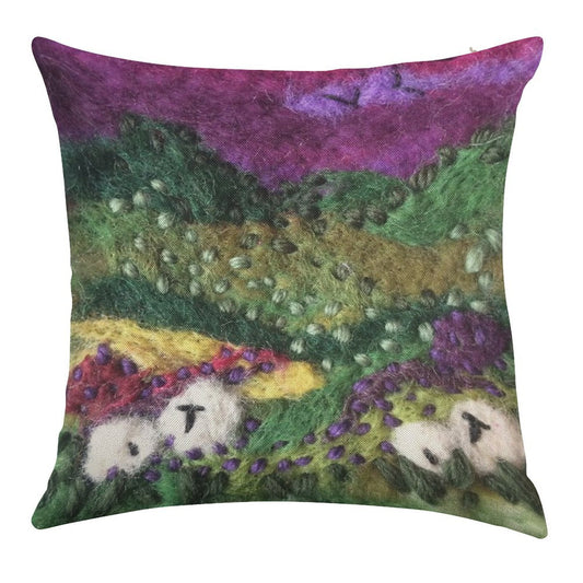 Print ONLY - North York Moors Felted Textile Art Linen Throw Pillow Cover