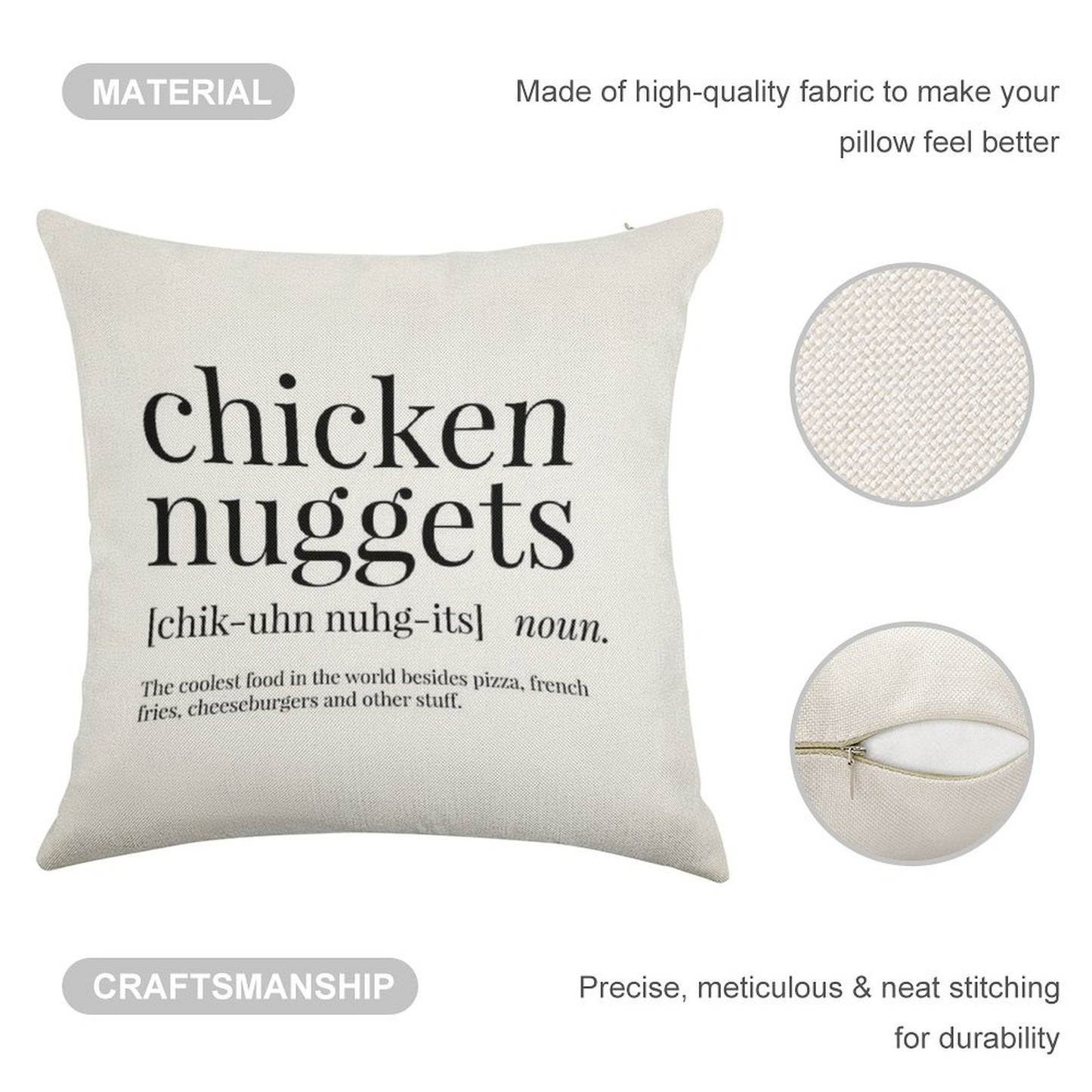 Chicken Nuggets Definition Linen Throw Pillow Cover
