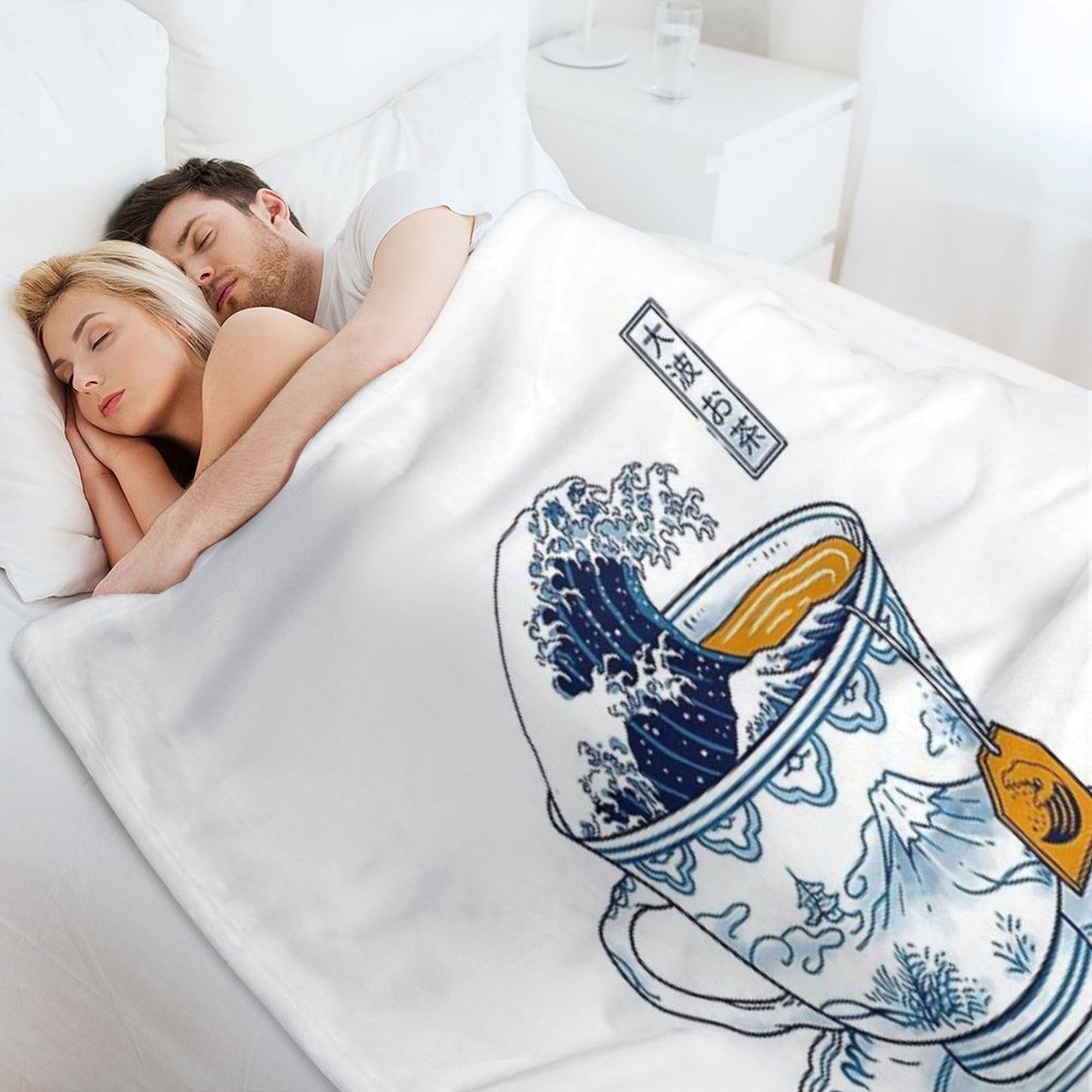 The Great Kanagawa Tea Throw Blanket