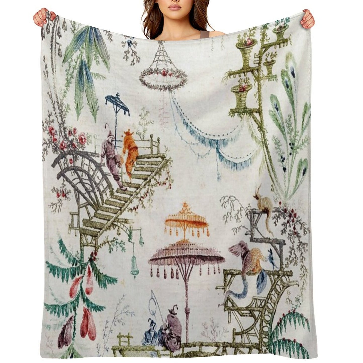 Enchanted Forest Chinoiserie Throw Blanket