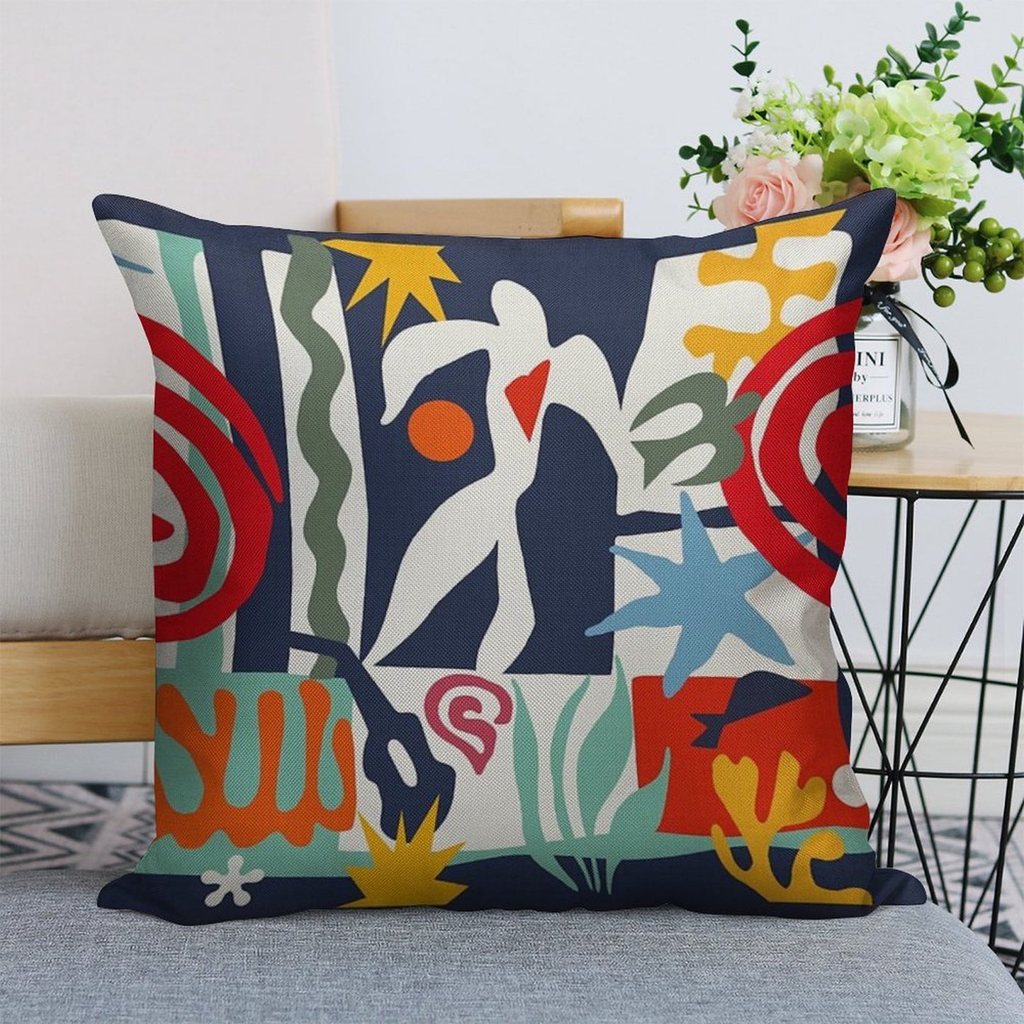 Inspired by Matisse Linen Throw Pillow Cover
