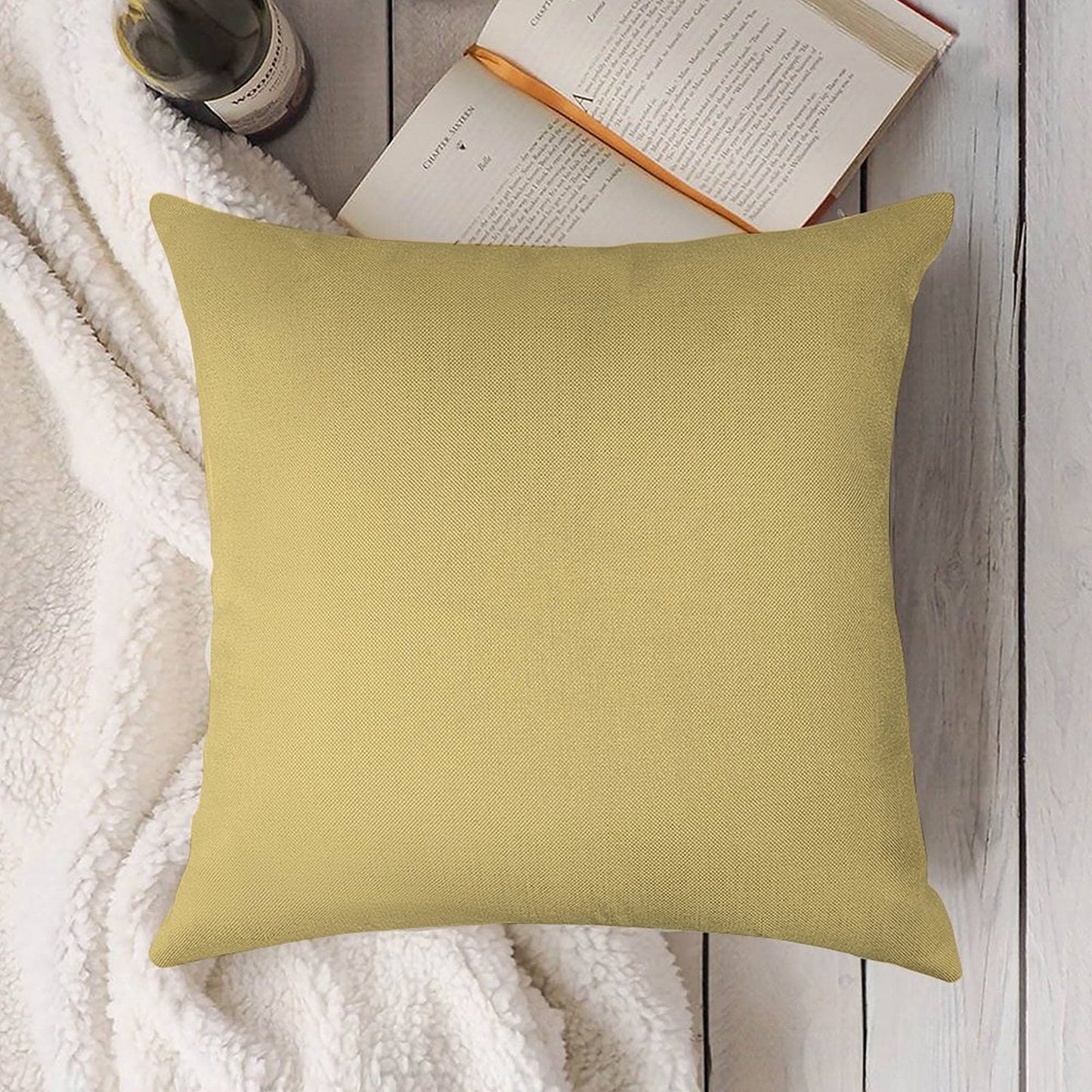 Pale Yellow Solid Colour Linen Throw Pillow Cover