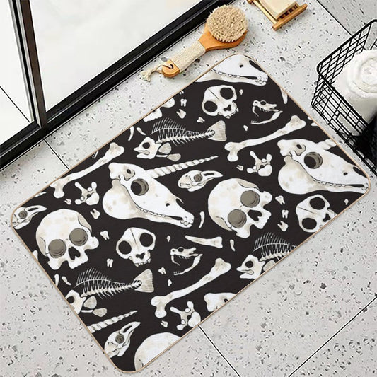 Black Skulls And Bones - Wunderkammer Durable Bath Mat