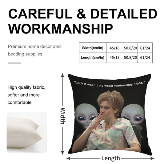 Kate Mckinnon Aliens Linen Throw Pillow Cover