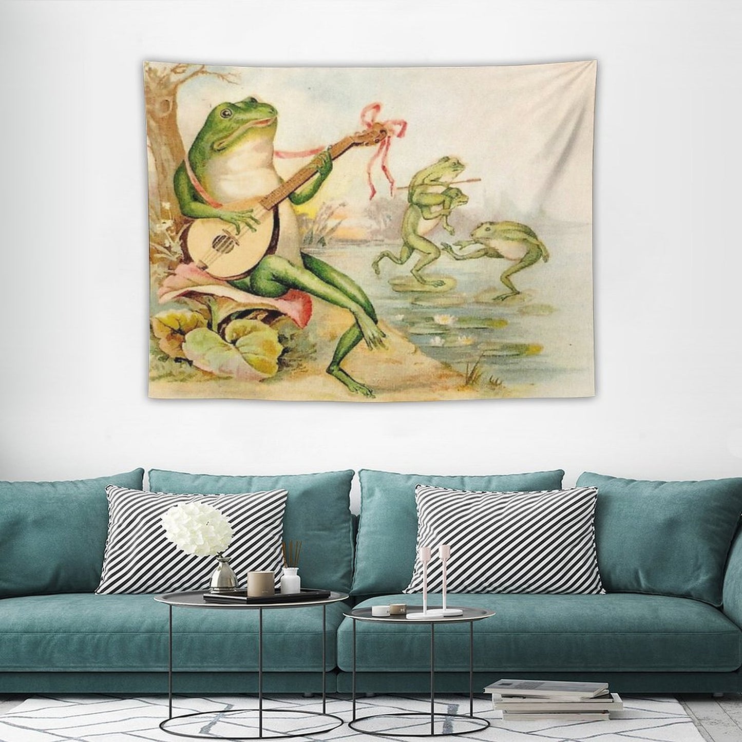FROG STRUMMING Vintage Abstract Entertainment Print Tapestry