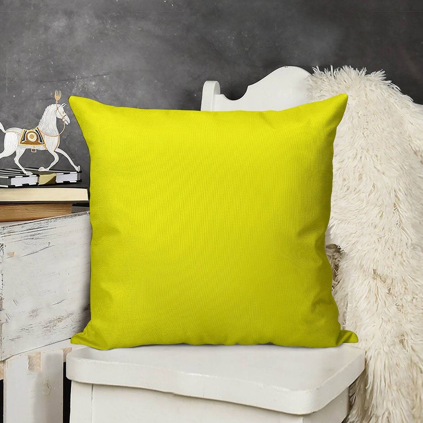Bright Fluorescent Yellow Neon Linen Throw Pillow Cover