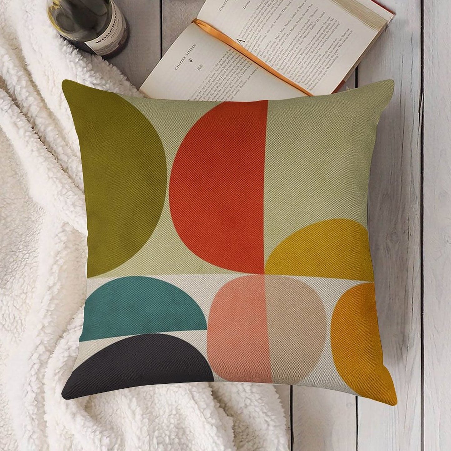 Mid Century 3 Linen Throw Pillow Cover