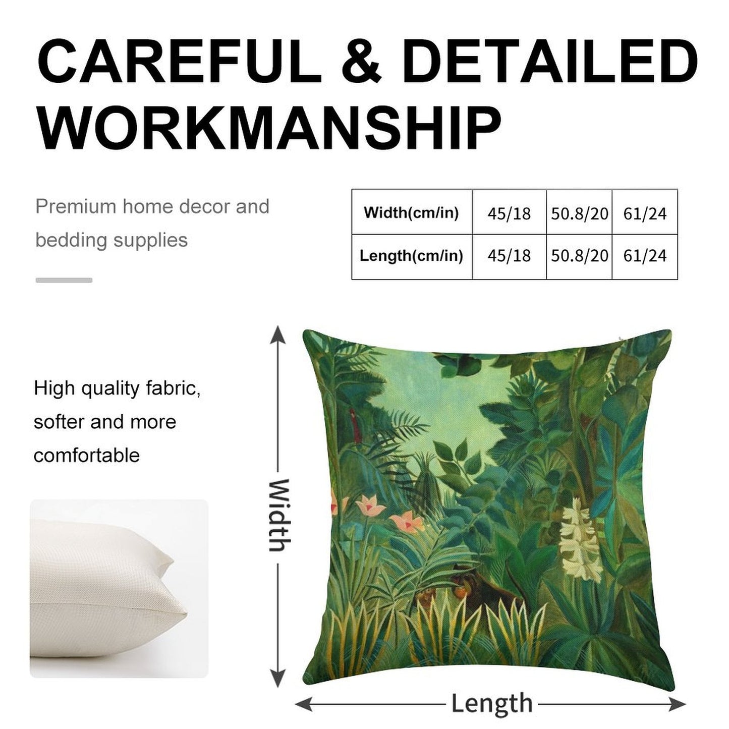 Henri Rousseau The Equatorial Jungle, 1909 Linen Throw Pillow Cover