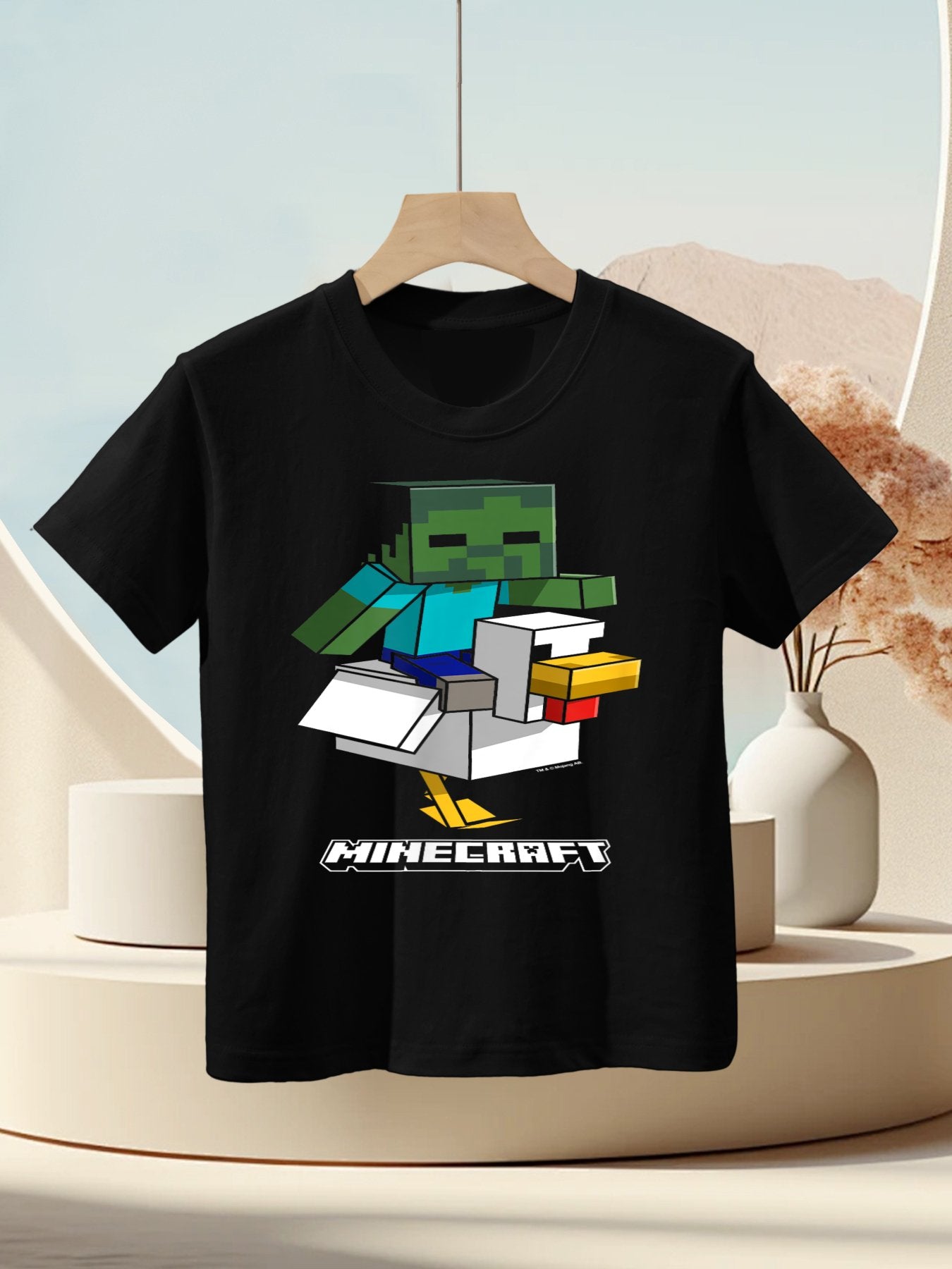 Minecraft Chicken Jockey Aiming To Attack Kids T-Shirt