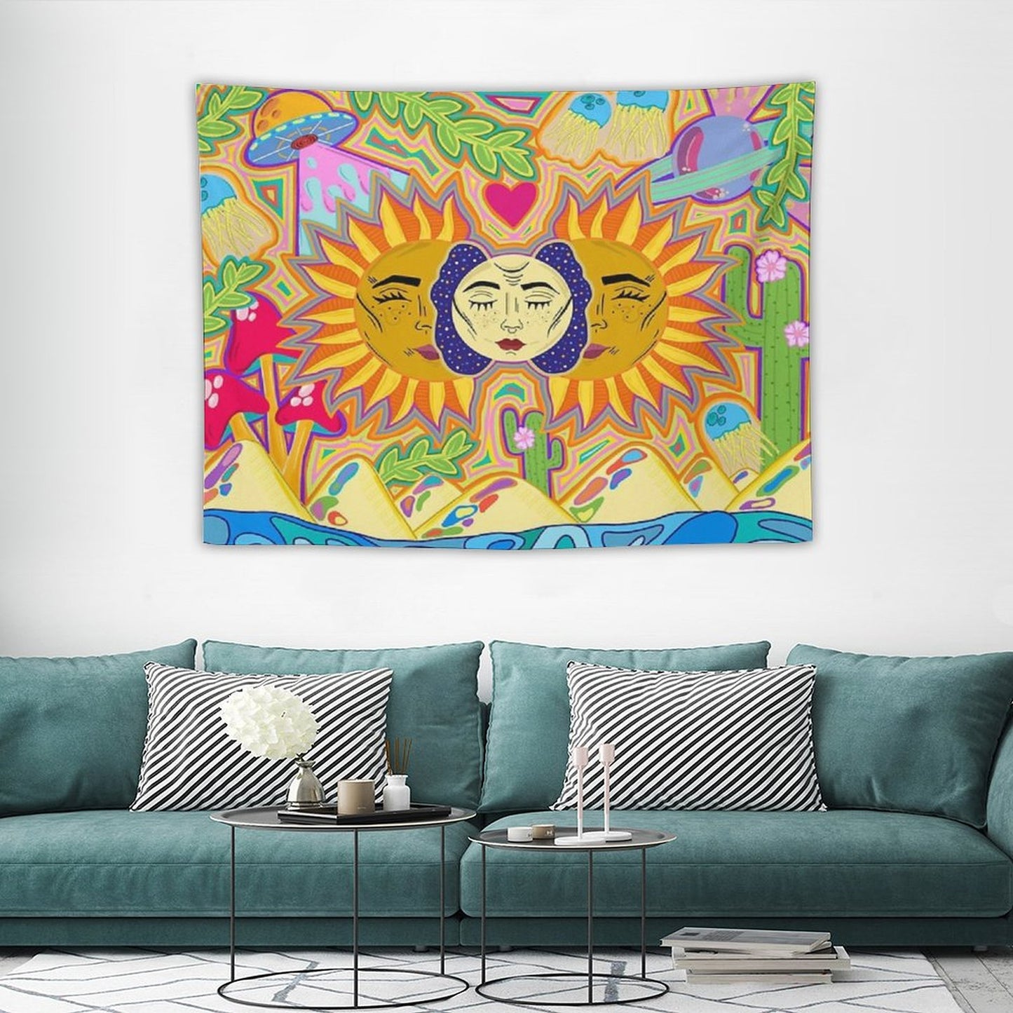 Sun And Moon Design Tapestry