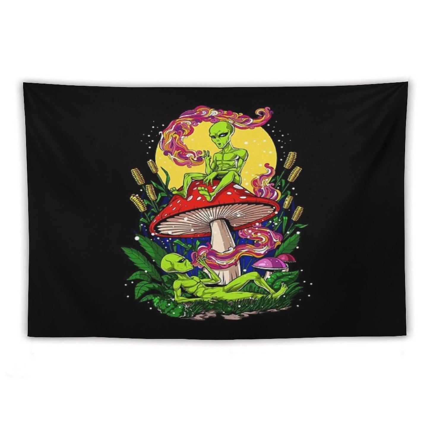 Magic Mushrooms Aliens Tapestry