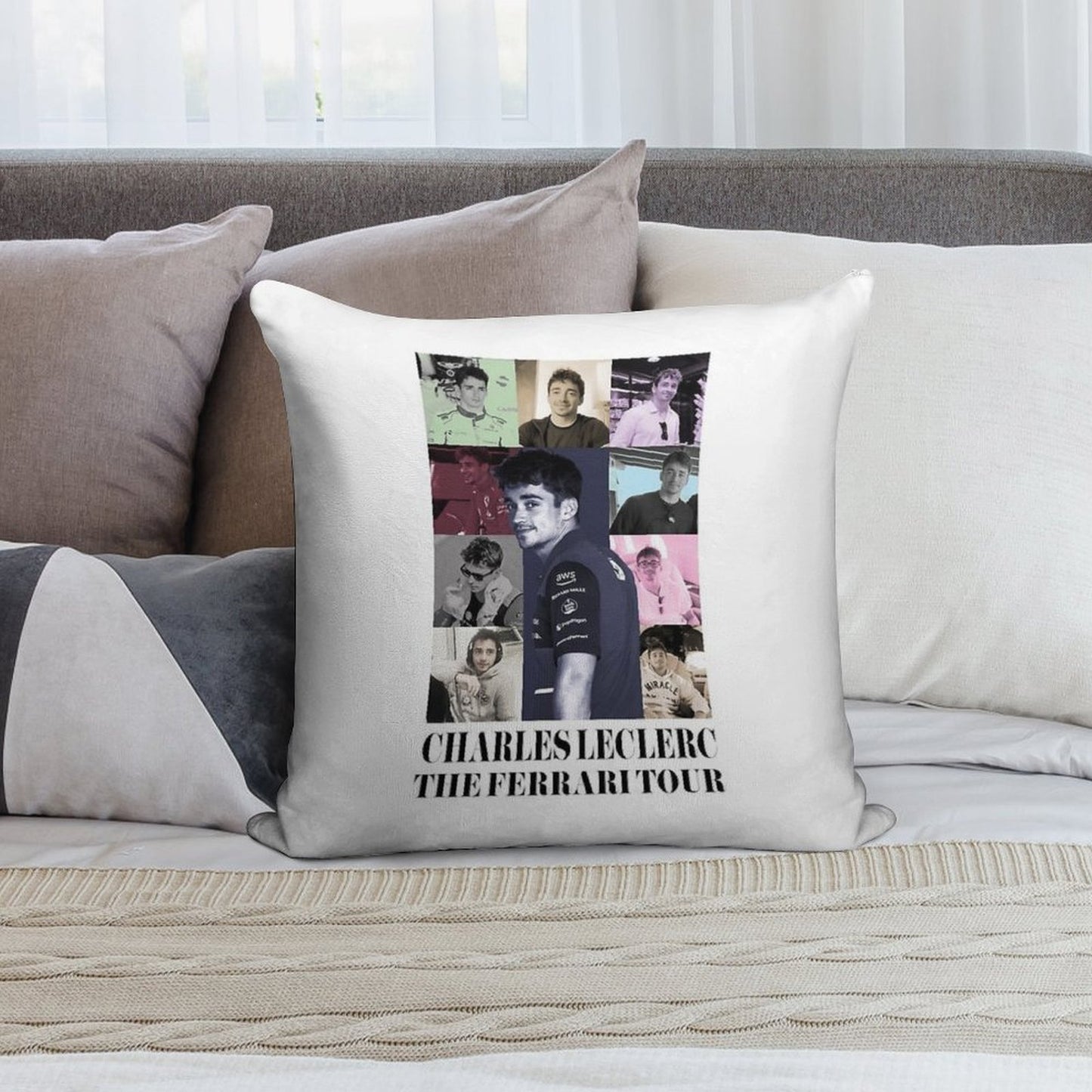 Charles Leclerc Eras Tour Soft Reinforced Edging Throw Pillow
