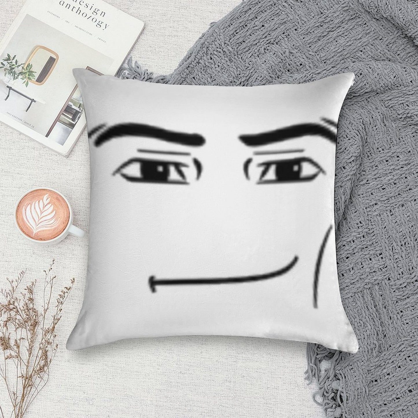 The Man Face Soft Reinforced Edging Throw Pillow