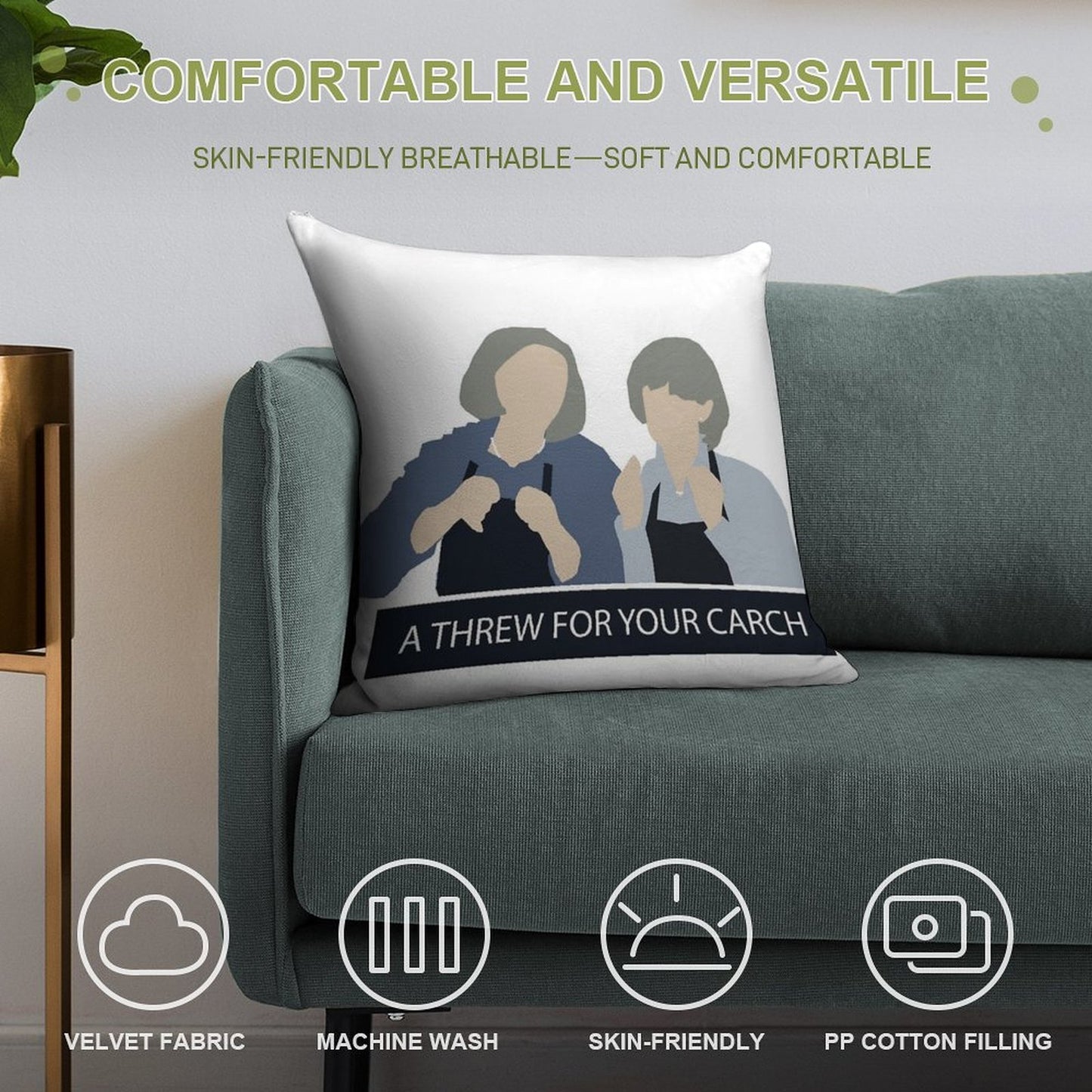 Prude And Trude - Kath And Kim Soft Shrink-Resistant Throw Pillow