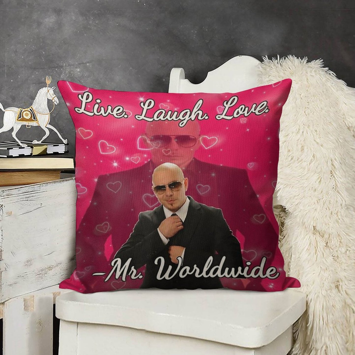 Mr Worldwide Pitbull Valentine Linen Throw Pillow Cover
