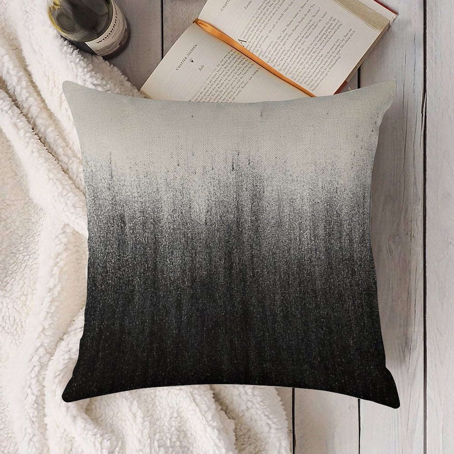 Charcoal Ombré Linen Throw Pillow Cover