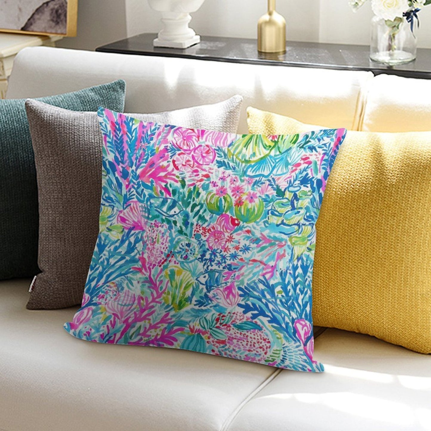 Summer Lily Ocean Holidays Soft Gift Ready Throw Pillow
