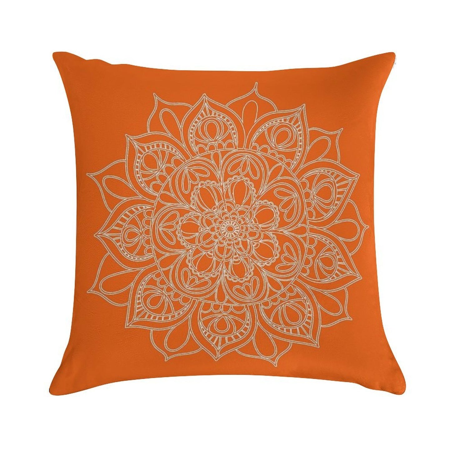 Orange Mandala Soft Multiple Sizes Throw Pillow
