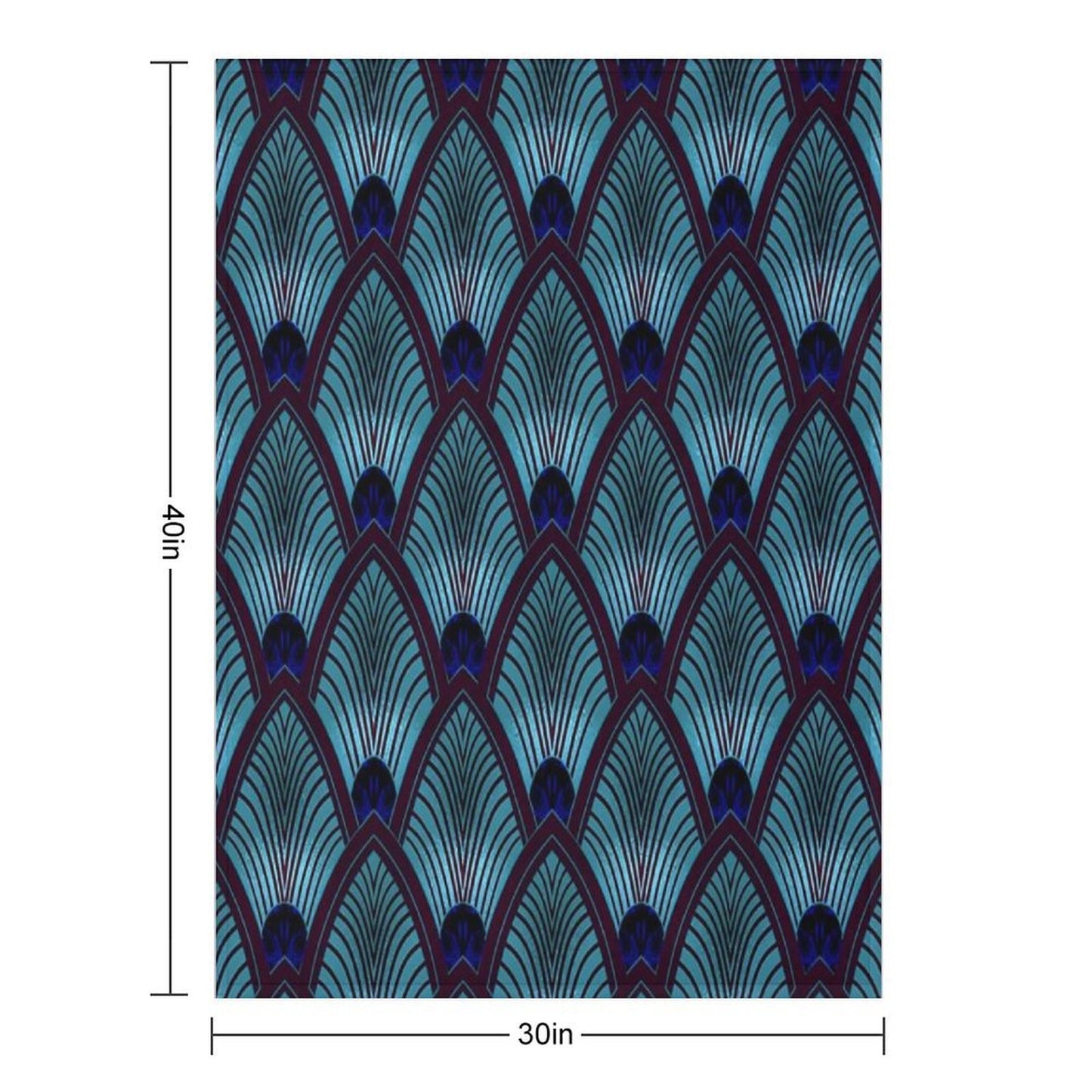 Art Deco Sunburst Fan in Metallic Blue Throw Blanket