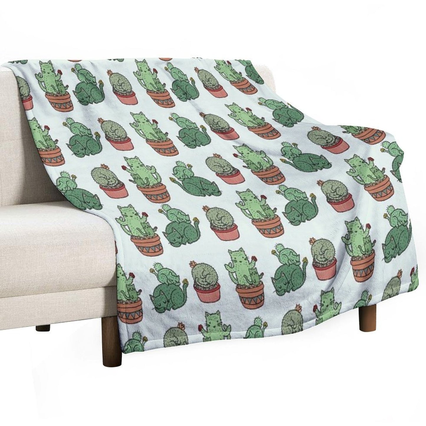 Cactus Cats Throw Blanket