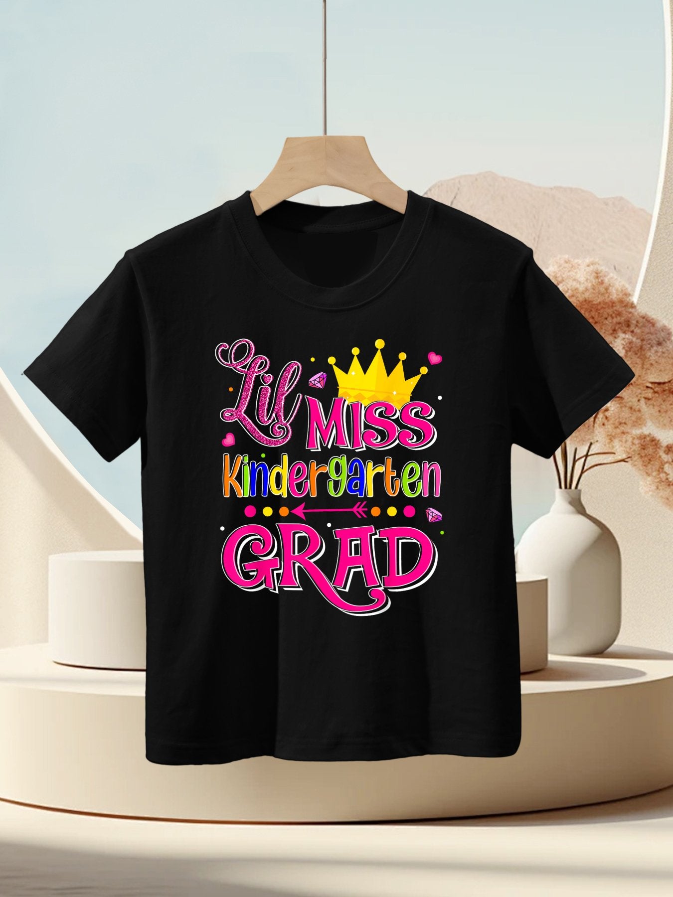 Lil Miss Kindergarten Grad Graduation Funny School Kid Girl Kids T-Shirt