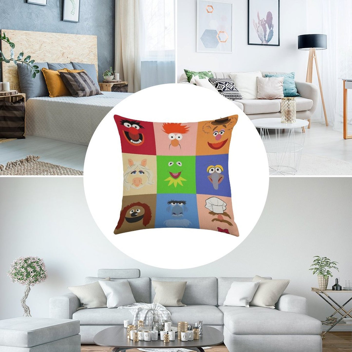 Muppets Linen Throw Pillow Cover