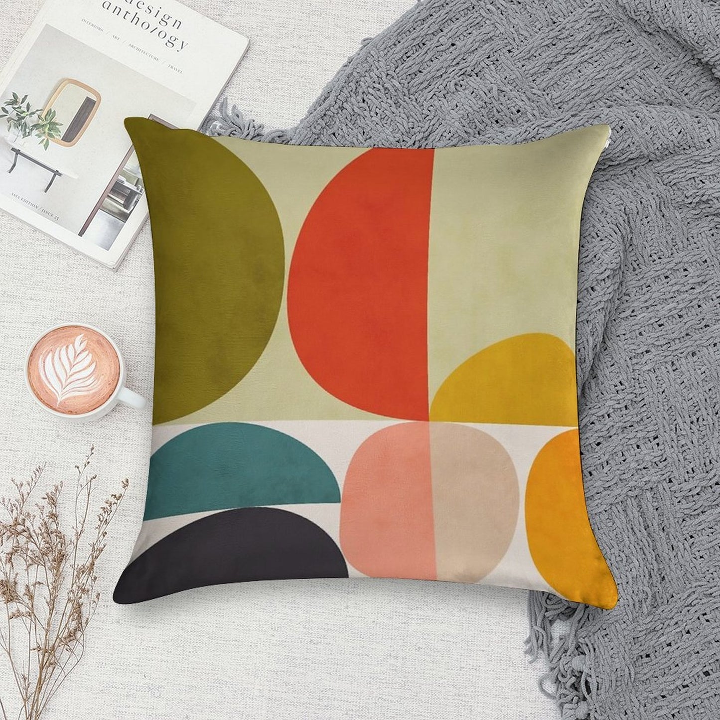 Mid Century 3 Soft Easy Maintenance Throw Pillow