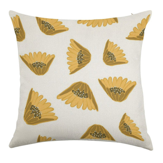 Sunflower Arrival Linen Throw Pillow Cover