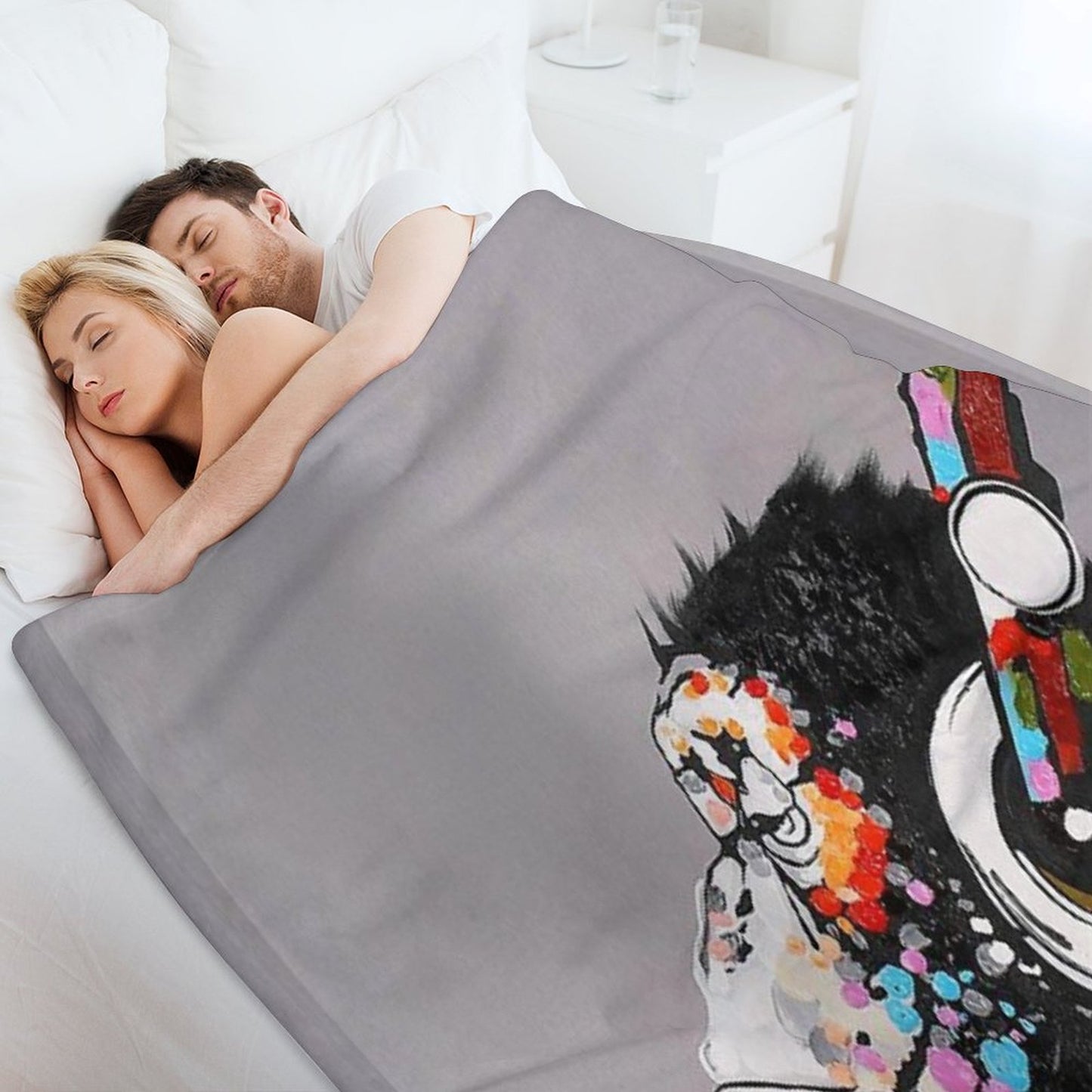 DJ Monkey With Headphones Thinking - Thinker Chimp Throw Blanket